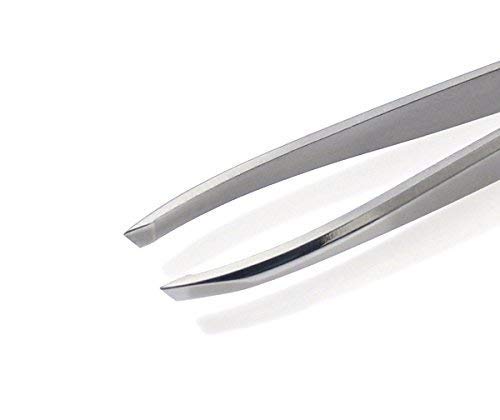 GERMANIKURE Slanted Tweezers with Leather Sleeve – Precision Solingen Steel