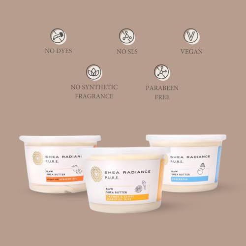 Shea Radiance P.U.R.E Raw Shea Butter - Orange & Clove, 14 oz - Natural Moisturizer for Skin & Hair, Sensitive Skin Care