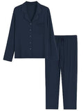 Latuza Women's Petite Pajamas Set X-Large Navy - Short Sleeve Top & Pants