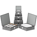 SpaceAid Grey Stackable Dinnerware Storage Containers 6 Pack with Dividers
