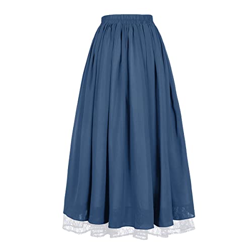Women's Renaissance Skirt Victorian Peasant Double-Layer Maxi Long Skirt