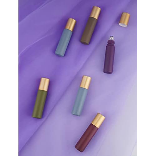 Tomorotec 10ml Colorful Essential Oil Roller Bottles with Stainless Steel Balls 20-Pack, Ultra Thick Roller Bottle for Oil with Droppers (5 Colors)