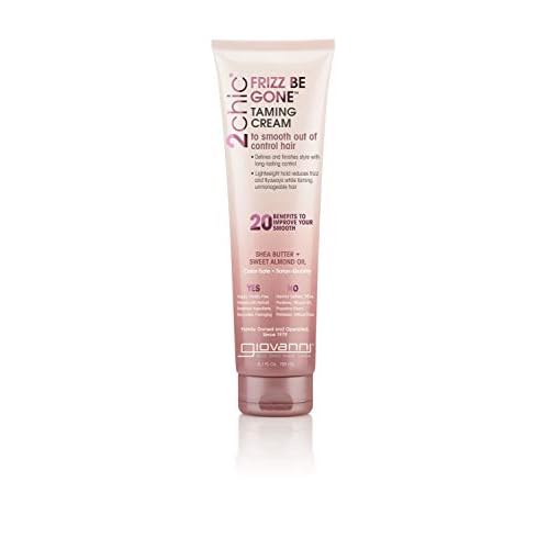 Giovanni 2chic Frizz Be Gone Taming Cream - Natural Hair Smoothing Formula with Shea Butter & Sweet Almond Oil, Macadamia, Color Safe, Vegan - 5.1 oz. (Pack of 1)