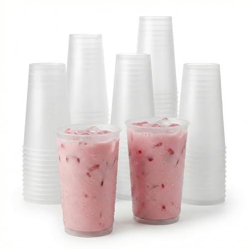 16 oz Frosted Plastic Cups Bulk Pack of 500 - 90mm for Boba Tea & Coffee