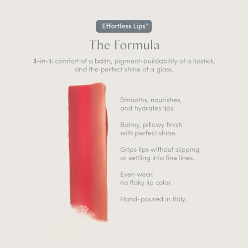 Effortless Lips 3-in-1 Sheer Lipstick Verbena 0.06oz - Buildable, Hydrating Lip Color, Vegan & Cruelty-Free, Italy Made (Variation 9- Verbena)