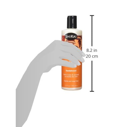 ShiKai Daily Moisturizing Shower Gel (Sandalwood, 12oz) | With Hydrating Aloe Vera & Oatmeal | Scented Body Wash for Dry Skin Relief