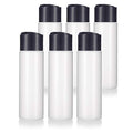 JUVITUS 8 oz / 250 ml Professional Natural Clear Refillable Plastic Squeeze Bottle with Wide Black Disc Cap Lid (6 pack)