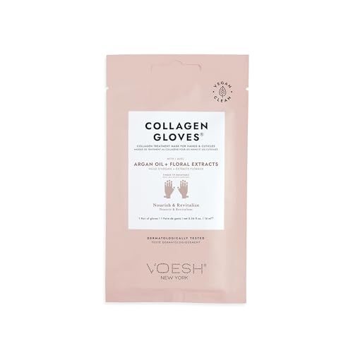 Voesh Collagen Gloves and Socks- Argan Oil, Collagen Infused, 4 Pack, 2 Pack of Gloves, 2 Pack of Socks, at Home Spa, Body Care, Nourishing, Hydrating Gloves and Socks