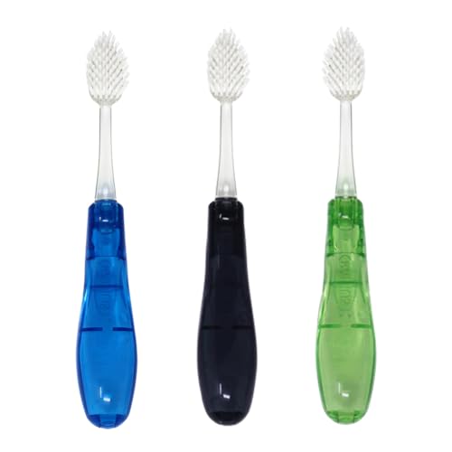 RADIUS Travel Brush Set with Replaceable Heads - 3 Pack Blue/Smoke/Green
