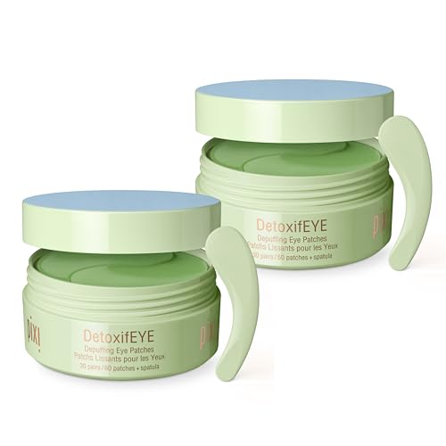 Pixi DetoxifEYE 2-Pack | Depuffing Hydrogel Under-Eye Patches|Cucumber, Gold & Caffeine for Puffy Eyes and Dark Circles | 2 Boxes, 60 Pairs, 120 Patches