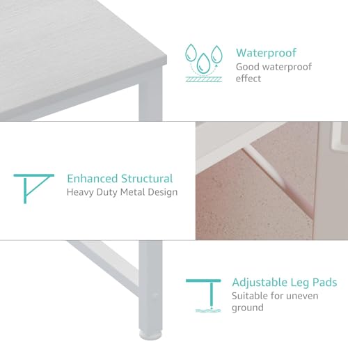 White Computer Desk with Power Outlet and USB Charging Station - 47.2 Inch Teen Study & Gaming Table