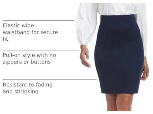 iChosy Women's Navy Blue High Waist Knee Length Bodycon Midi Skirt Small