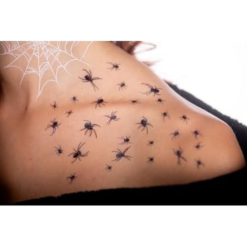 2 x Pretty Little Killers Face Halloween Temporary Tattoo, Spider Costume, Witch, Web, Horror
