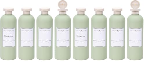 Green Plastic Refillable Travel Shampoo & Conditioner Bottles - 13.5oz Pack of 2