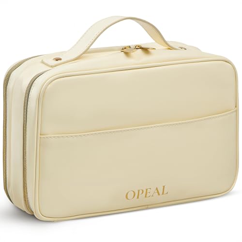Travel Makeup Bag ? Elegant Waterproof Modular Cosmetic Organizer for Women with Adjustable Compartments, Premium Toiletry Case for Carry-On & Daily Essentials, Cream
