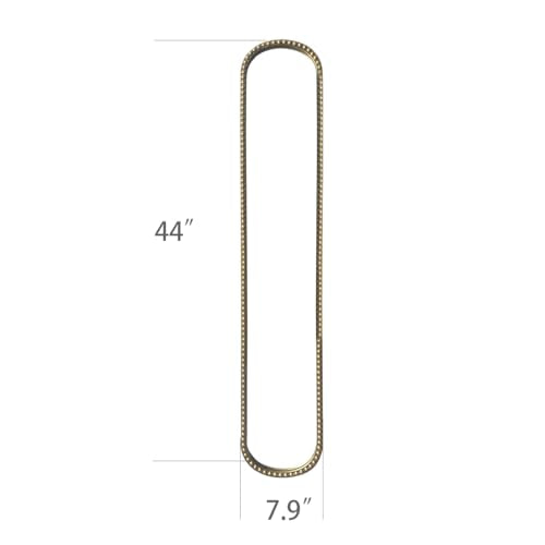 Gold Narrow Wall Mirror 44 Inch Tall Oval Metal Frame for Entryway & Bathroom - Variation: Gold-1pack
