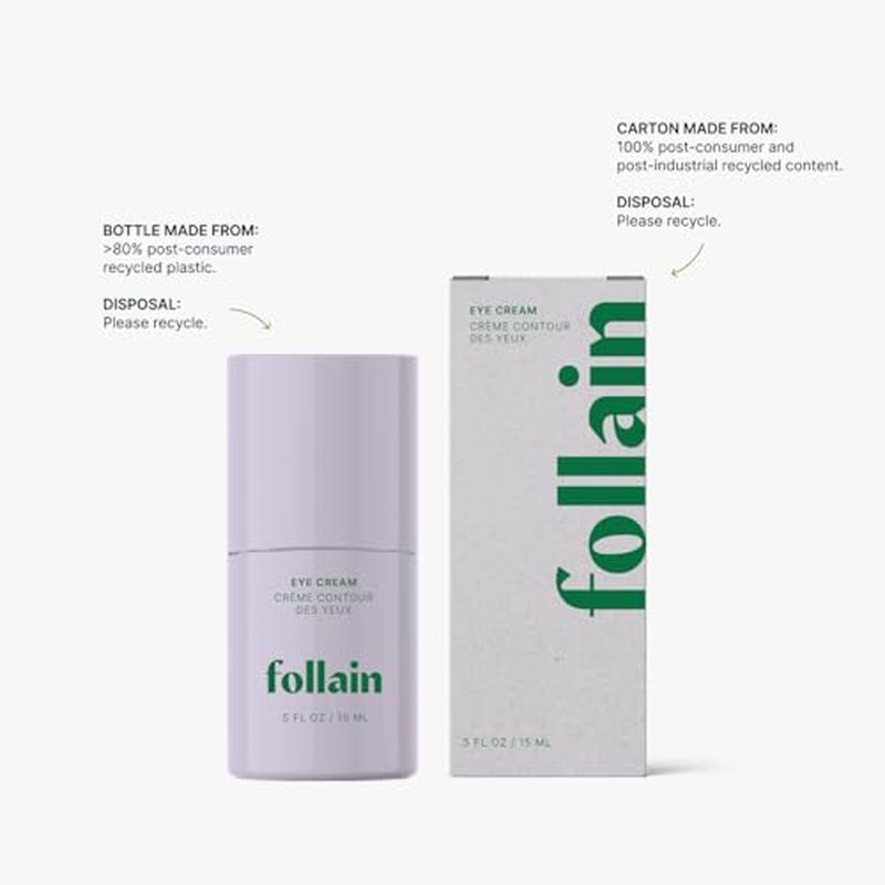 Follain 5% Vitamin C + Caffeine Brightening Eye Cream for all Skin Types | Visibly Reduce Dark Circles, Puffiness, & Wrinkles - Clean Beauty, Daily Hydrating Eye Treatment - Vegan & Cruelty-Free