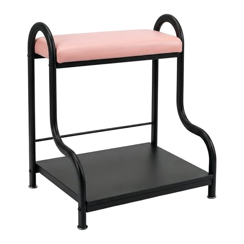 QUEESALN Nude Pink Foot Spa Trolley Cart with Magnifier Lamp & Foot Rest for Pedicure & Manicure