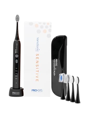 PRO-SYS VarioSonic Plus+ Sensitive Electric Toothbrush Black - Rechargeable with Pressure Sensor & Timer