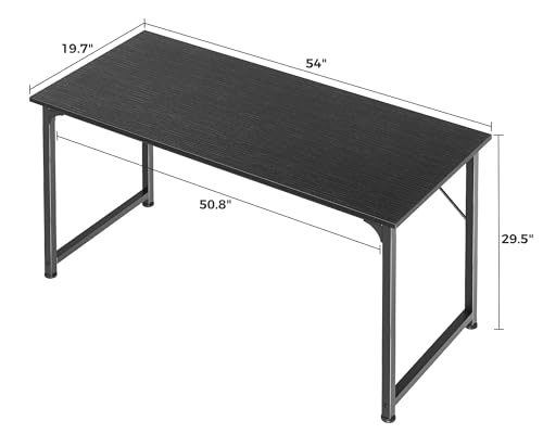 54 Inch Black Computer Desk - Spacious Home Office & Gaming Workstation