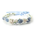 Dusty Blue Toddler Flower Crown with Baby's Breath for Weddings & Photos