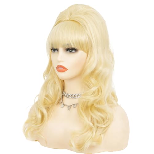 Salaibs Blonde Beehive Wigs for Women Updo 50s 60s Retro Bouffant with Bangs - Variation Blonde#1