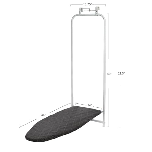 White Over The Door Ironing Board - Space Saving Fold-Down Design for Small Spaces