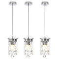 LOCLGPM 3-Pack Crystal Teardrop Pendant Lights, Adjustable Chrome Kitchen Island Fixtures