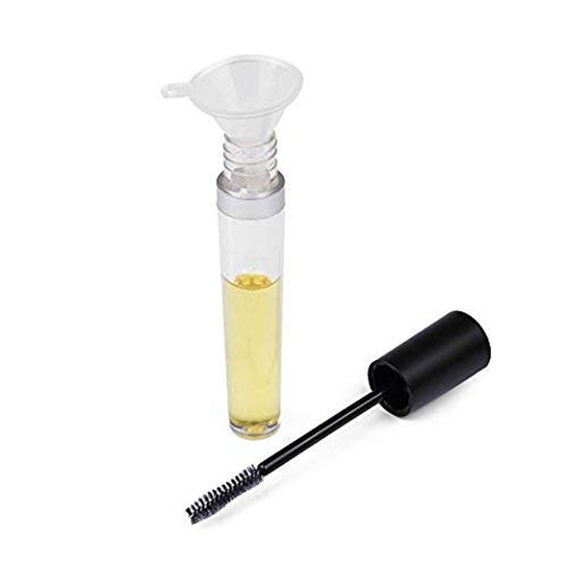 2 Pcs 8 mL Empty Mascara Tubes With Eyelash Wand, Rubber Inserts and Funnels for Castor Oil, Ideal Kit for DIY Cosmetics, Includes 2 tubes, 2 rubber inserts and 2 funnels
