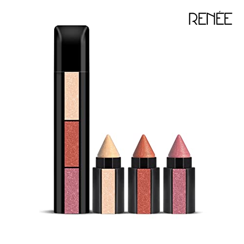 RENEE Fab 3 in 1 Eyeshadow Enriched with vitamin E, 4.5g - Adds dimension and intensity, Highly Pigmented 3 Shades in 1 Stick