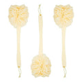 Juvale Exfoliating Luffa Shower Scrubber & Bath Scrubber for Body - 18 in, Ivory, 3-Pack - Loofah on a Stick & Shower Brush for Back