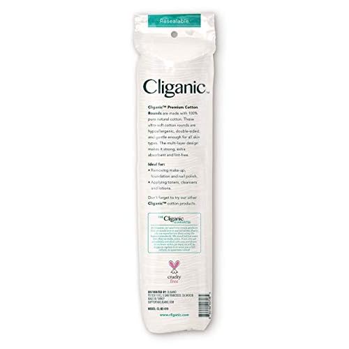 Cliganic Premium Cotton Rounds for Face (Bulk 1200 Count) Makeup Remover Pads, Hypoallergenic, Lint-Free | 100% Pure Cotton