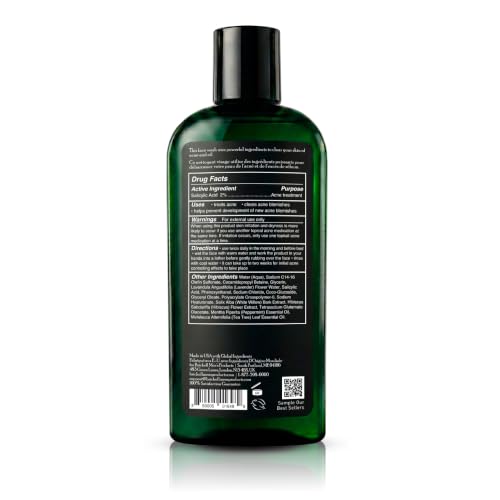Brickell Men's Acne Face Wash with Salicylic Acid, Tea Tree Oil & Hyaluronic Acid - 6 oz