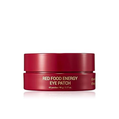 YADAH Red Food Energy Eye Patch 60 Pairs - Hydrogel Under Eye Mask with Pomegranate & Ginseng for Firming, Hydration & Puffiness Reduction.
