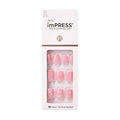 KISS imPRESS No Glue Mani Press On Nails, Design, 'Timeless Day', Pink, Petite Size, Squoval Shape, Includes 30 Nails, Prep Pad, Instructions Sheet, 1 Manicure Stick, 1 Mini File