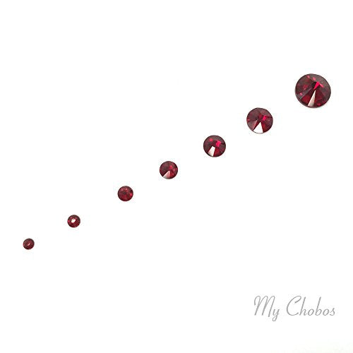 144 pcs Dark Red Swarovski Flatback Crystals Assorted Sizes for Crafts
