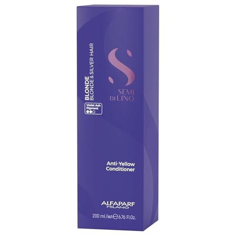 ALFAPARF MILANO Semi di Lino Color Depositing Purple Conditioner - Removes Yellow & Brassy Tones for Blonde, Platinum, Highlighted, Gray, & Silver Hair - Brightens, Moisturizes, Adds Shine