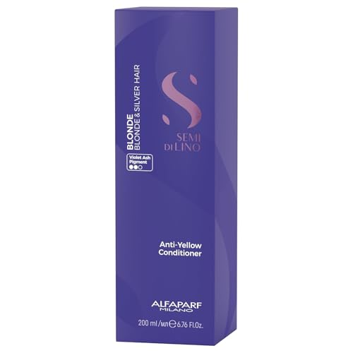 ALFAPARF MILANO Semi di Lino Color Depositing Purple Conditioner - Removes Yellow & Brassy Tones for Blonde, Platinum, Highlighted, Gray, & Silver Hair - Brightens, Moisturizes, Adds Shine