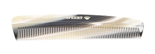 Speert 40-Mazzucchelli Swiss-Made Horn-Inspired Acetate Hair Comb Beige Grey for Styling