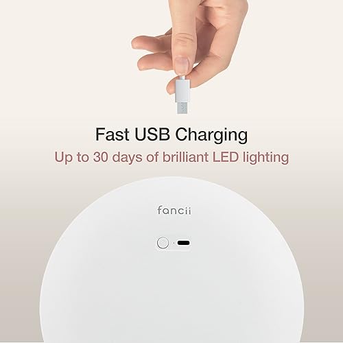Fancii Rechargeable 10X Magnifying Makeup Mirror with 3 Light Settings - Large 8 inch Lighted Travel Vanity Mirror, Locking Suction Cup, 40pcs Dimmable LEDs, 12 Hours Battery Life - Luna 2