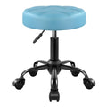Adjustable PU Leather Rolling Stool Chair for Salon Spa & Home Sky Blue