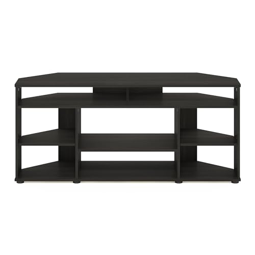 Espresso Corner TV Stand for 55-Inch TVs | 4-Tier Storage & Modern Design