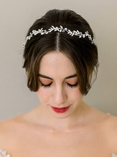 Bridal Headband with Rhinestones and Crystals for Wedding, Bridesmaid, Flower Girl - Silver