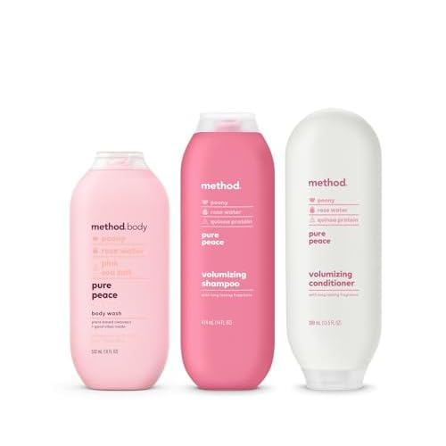 Method Hair and Body Variety Pack - Pure Peace - Shampoo 14 oz, Conditioner 13.5 oz, Body Wash 18 oz