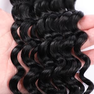 Deep Wave Bulk Human Hair for Braiding - 16 Inch Natural Black - No Weft - 100g