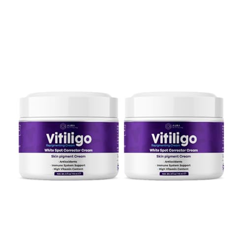AURA VITAMINS Vitiligo Cream 8oz Pack of 2 - Repigmenting Skin Support for White Spots