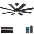 52-Inch Indoor Outdoor Ceiling Fan with Lights - Black, Remote & App Control