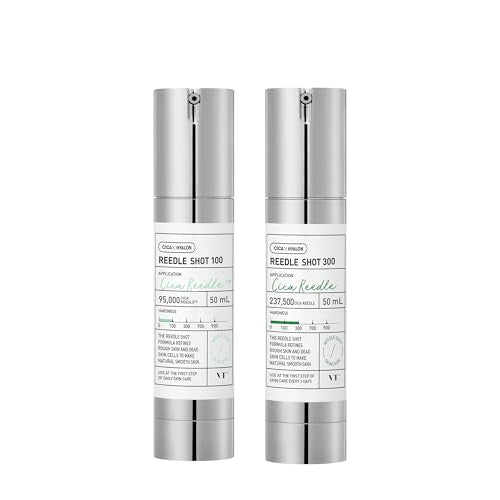 VT COSMETICS Bundle Cica Reedle 100 and 300, Helps Absorption Centella and Hyaluronic Acid Complex Intensive Korean Skincare (1.69 oz + 13.69oz / 50ml+50ml)