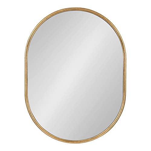 Kate and Laurel Mid-Century Gold Oval Mirror 18x24 - Entryway & Living Room Decor