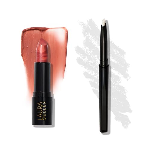 LAURA GELLER NEW YORK Italian Marble Sheer Lipstick, Peach Bellini + Modern Classic Invisible Color Locking Lip Liner, Clear